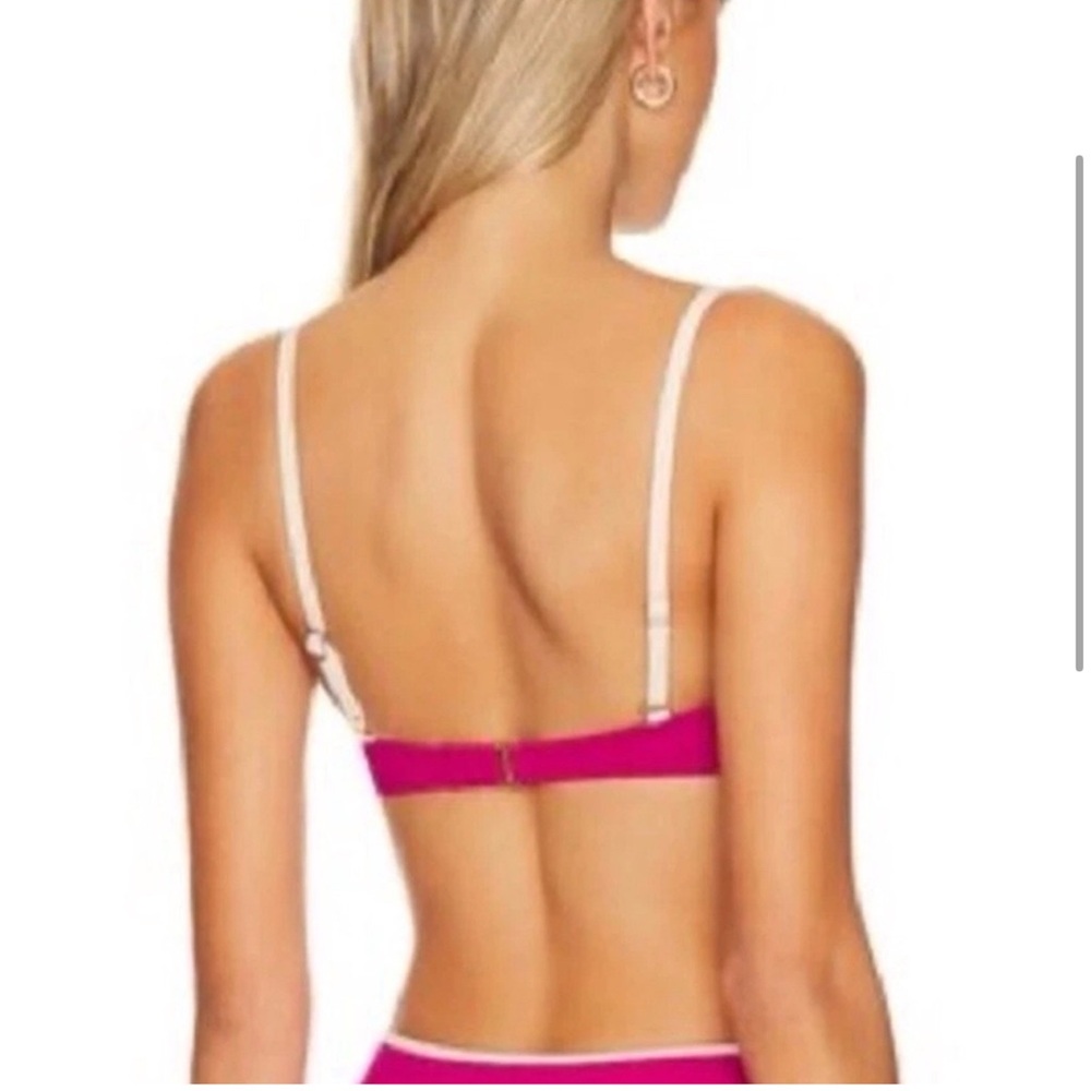 L*Space Nico Bikini Top XL Pink Underwire Bougainvillea & Cream Vacation Swim - Picture 3 of 11
